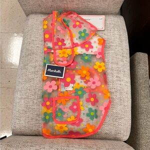 cupcakes & cashmere Clear Floral Dog Raincoat with Pink Trim